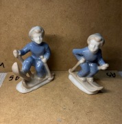 figurka porcelanowa NARCIARZ - 2 szt . vintage