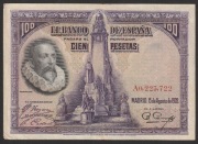 Hiszpania 100 peset 1928 - Cervantes -  A0, 