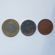 Monety, Jamajka 20 dolarów 2000, 5 dolarów 1996, 1 cent 1969