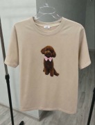 Bluzka T-shirt Bocca beżowy z aplikacją bawełna