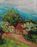 Haft gobelinowy- Wiosenną porą- obraz