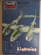 Model kartonowy samolotu P-38 Lightning, skala 1:33, MM nr 10-11/87