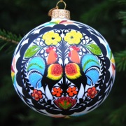 Łowickie wycinanki - 2 koguty - bombka polski folklor handmade
