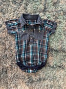 Eleganckie body chłopięce z kołnierzykiem 74 cm polo w kratę NOWE