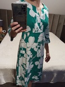 Sukienka Heine roz. 36 zielono-biała rękaw 3/4