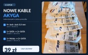 11 nowych kabli Akyga, 9x Jack 3,5 mm, sata molex, fabrycznie zapakowane