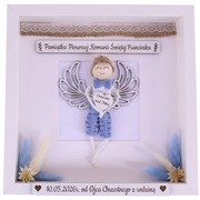 Pamiątka Pierwszej Komunii Świętej Ramka 3D Anioł Stróż Rękodzieło Prezent