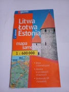Litwa, Łotwa, Estonia, mapa samochodowa.