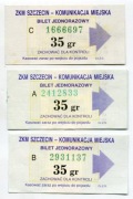 Bilety ZKM Szczecin - 35gr, różne warianty, reklama