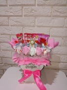 Prezent na Komunię Upominek na komunię Kielich drewniany słodki bukiet