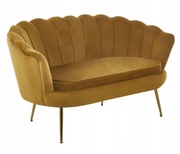 Sofa Dwuosobowa Welurowa (miodowa) na ZŁOTYCH NOGACH Tapicerowana
