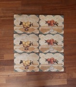 Podkładki korkowe na stół pod talerze owoce 6 sztuk vintage Pimpernel