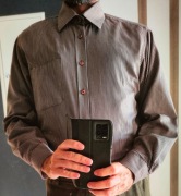 Kastor _ elegancka koszula w paski _ brązowa _ długi rękaw _ 40