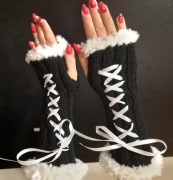 Rękawiczki mitenki recznie robione dlugie nowe mit