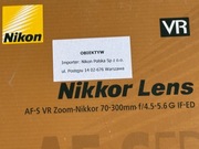 Nikkor 70-300mm f/4.5-5.6 AF-S ED VR