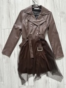 Nowa elegancka sukienka z tiulem góra eko skóra S/M