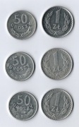 PRL-ZESTAW 50 GROSZY/1 ZŁOTY 1985-1987 (6 MONET)