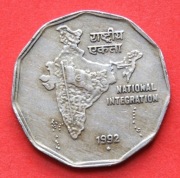 2 Rupie  1992 B  r  -   Indie   Mapa