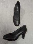 Czarne eleganckie skórzane buty wizytowe na obcasie szpilki Aerosoles 37