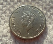 Indie Brytyjskie Cesarz Jerzy VI 1/2 0,5 rupii 1947 KM#553 Tygrys azjatycki