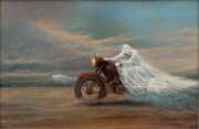 Krzysztof Heksel, obraz olejny na płycie, surrealizm