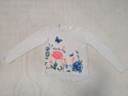 Szary elegancki bawełniany sweter w kwiaty kwiatki H&M 146 - 152