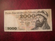 POLSKA BANKNOT PRL 2000 zł 1982 r. seria CA MIESZKO I