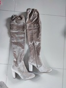 Kozaki welurowe za kolano kolor beż szampański nowe rozmiar 39 