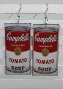 Kolczyki Campbells Andy Warhol decoupage grafika obraz puszka Handmade