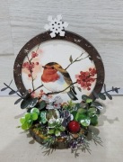 Stroik Boże Narodzenie na pniu bombka stojąca drewno