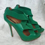 Zara sandałki z zielonej skóry 36