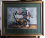 Kwiaty / suchy pastel w złotej ramie