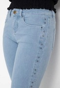 Spodnie damski jasne jeansy z nitami rurki 46