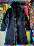 Płaszcz Penny Lane czarny welur futerko S-M Orsay