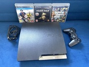 PlayStation 3 Slim 320GB – komplet + pad + 3 gry
