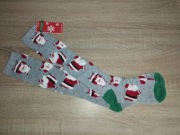 Skarpety długie świąteczne szare w mikołaje r. 34-37