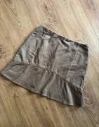 neo noir beżowa spódniczka sztruksowa z falbaną mini bawełna wiskoza