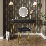 Toaletka Ze Stołkiem Lustrem Z Oświetleniem Led W Stylu Glamour Do Makijażu