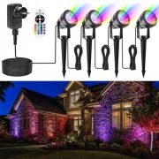 Lampy ogrodowe LED RGB 4 szt pilot IP67 17m oświetlenie ogród