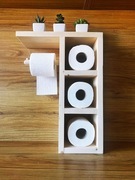 DREWNIANA półka na papier, wieszak, szafka do łazienki, 0333