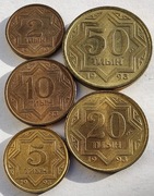 KAZACHSTAN 2,5,10,20,50 Tyin 1993 okołoMENNICZA