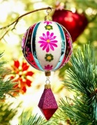 Bombka choinkowa Wisior kwiaty szklane ozdoby choinkowe retro styl 