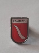 Herb gmina Krasiczyn przypinka pin odznaka wpinka