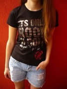 Kup 3 rzeczy zapłać za 2,CZARNA KOSZULKA H&M NAPISY THE ROLLING STONES 134C