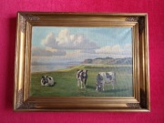 Stary obraz na płótnie sygnowany.