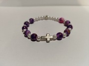 Różaniec na rękę z koralików krzyżyk 