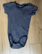 Granatowe body z krótkim rękawem w paski, H&M, r. 86 (12-18 m-czy)