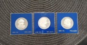 PRL-ZESTAW SREBRNYCH MONET-100 -Zł Pułaski ,Kosciuszko,Modrzejewska-3 szt.