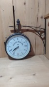 Retro zegar dworcowy wiszący dwustronny loft vintage metalowy