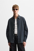 ZARA koszula tkanina strukturalna relaxed fit indigo L